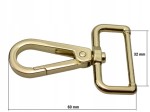 Karabińczyk metalowy do paska 32 / 60 mm złoty (78)