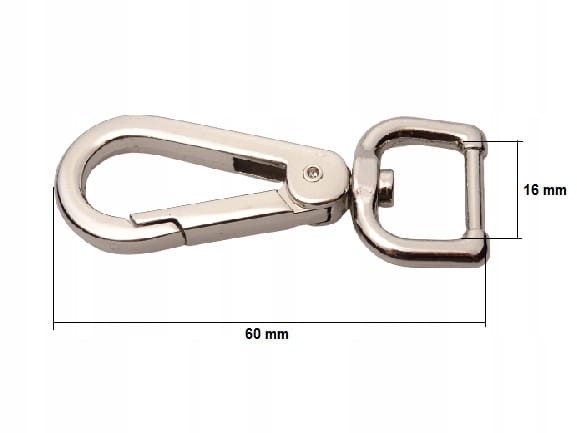 Karabińczyk metalowy do paska 16 / 60 mm srebrny (69)