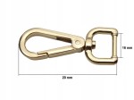 Karabińczyk metalowy do paska 16 / 60 mm złoty (69)