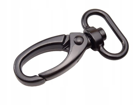 Karabińczyk gruby metalowy do paska torby 25 / 58 mm czarny mat (39)