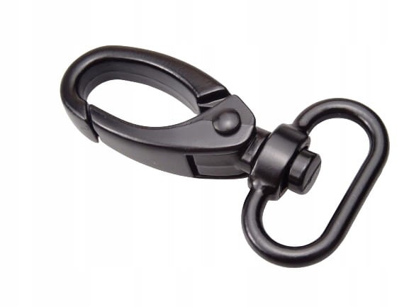 Karabińczyk gruby metalowy do paska torby 25 / 58 mm czarny mat (39)