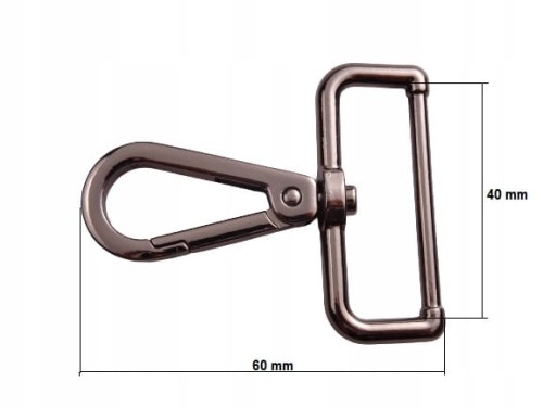 Karabińczyk metalowy do paska 40 / 60 mm czarny (79)