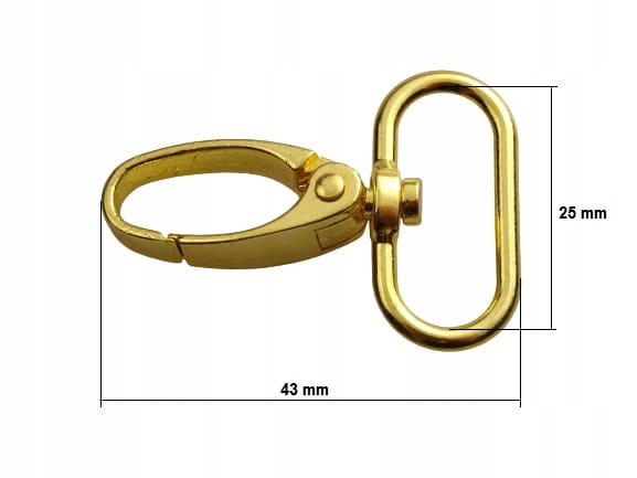 Karabińczyk metalowy do paska ryba 25 /43 mm złoty (52)