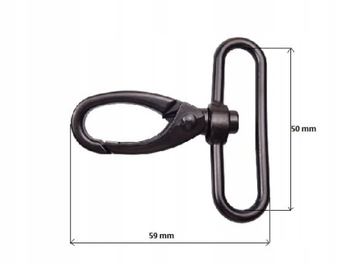 Karabińczyk metalowy do paska torby torebki 50 / 59 mm czarny mat (43)