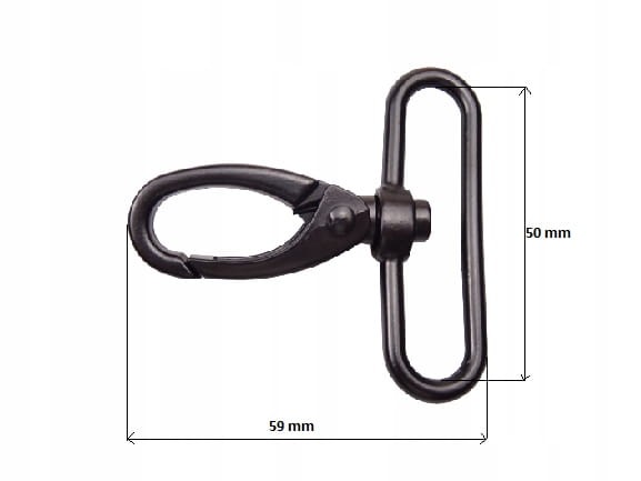 Karabińczyk metalowy do paska torby torebki 50 / 59 mm czarny mat (43)