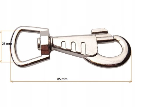 Karabińczyk metalowy mocny do torby 23 mm 2,3 cm nikiel (10)