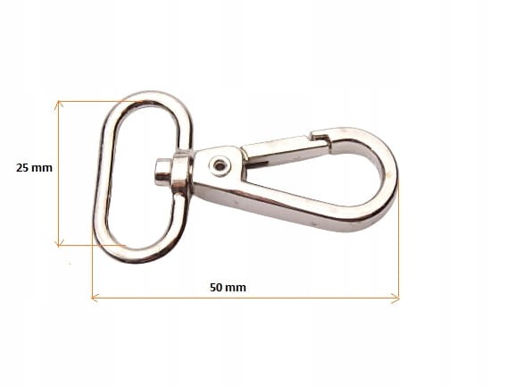 Karabińczyk metalowy 25 mm 2,5 cm do paska nikiel (17)