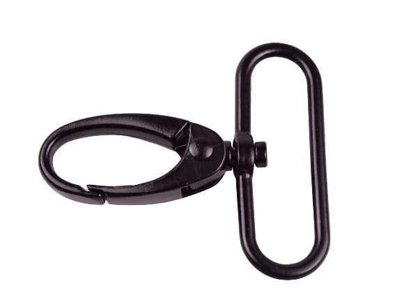 Karabińczyk metalowy do torby torebki 38 mm do paska czarny mat (41)