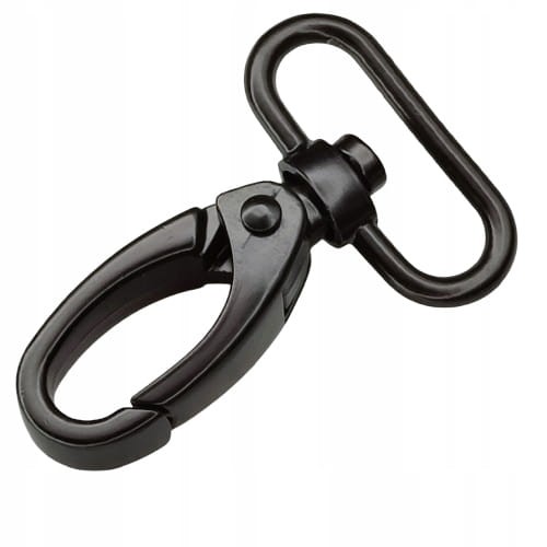 Karabińczyk gruby metalowy 30 32 / 60 mm do paska czarny mat (40)