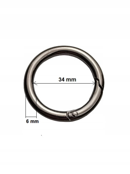 Kółko kaletnicze otwierane 34 / 6 mm czarny nikiel