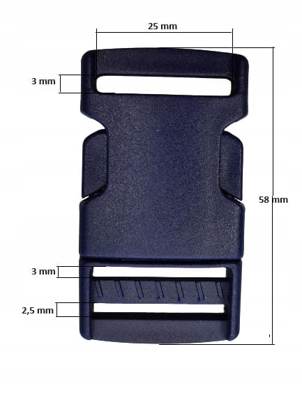 Klamra zatrzaskowa plastikowa 25 mm do paska 10 sztuk granatowy
