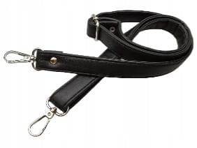 Pasek ucho do torebki 20 mm czarny z karabińczykami srebrne 64 - 115 cm