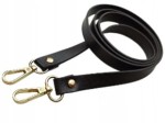 Pasek ucho do torebki 15 mm czarny z karabińczykami złoty 122 cm