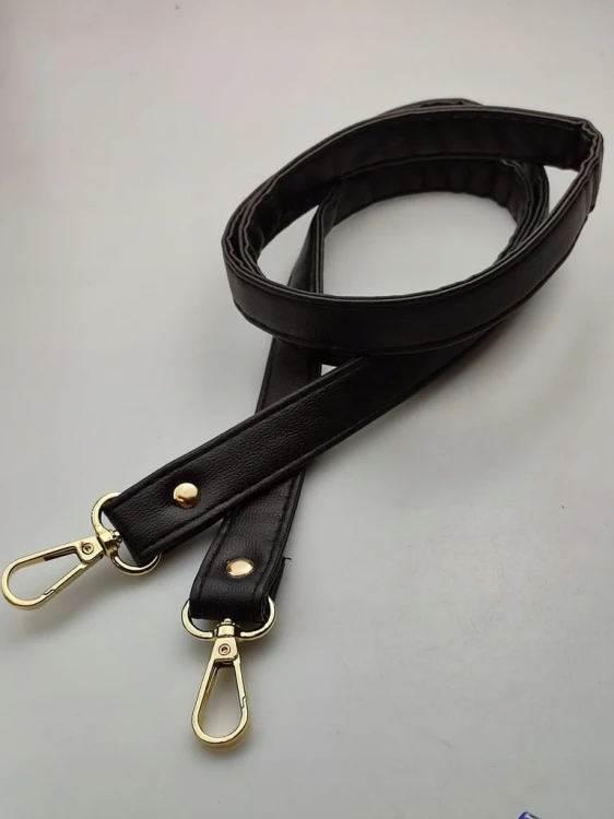 Pasek ucho do torebki 20 mm czarny z karabińczykami złote 120 cm