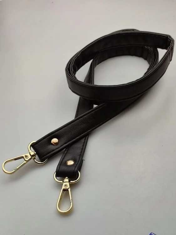Pasek ucho do torebki 20 mm czarny z karabińczykami złote 120 cm