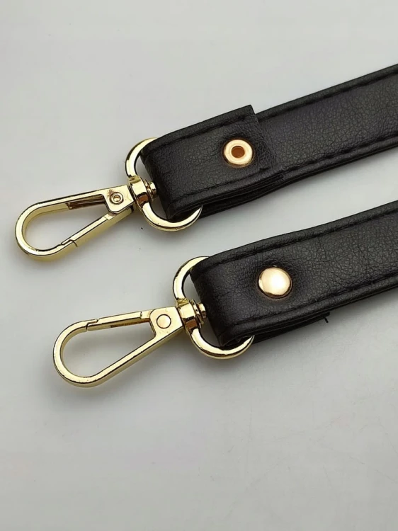 Pasek ucho do torebki 20 mm czarny z karabińczykami złote 120 cm