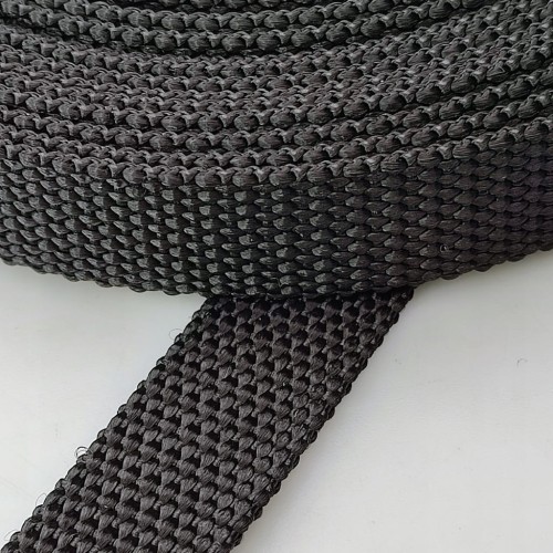 Taśma nośna parciana gruba 20 / 2 mm CZARNA 50 metrów