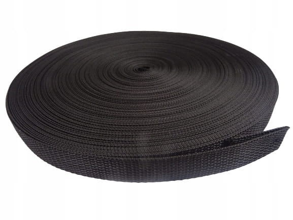 Taśma nośna parciana 1,3 mm polipropylenowa 20 mm CZARNA 50 metrów