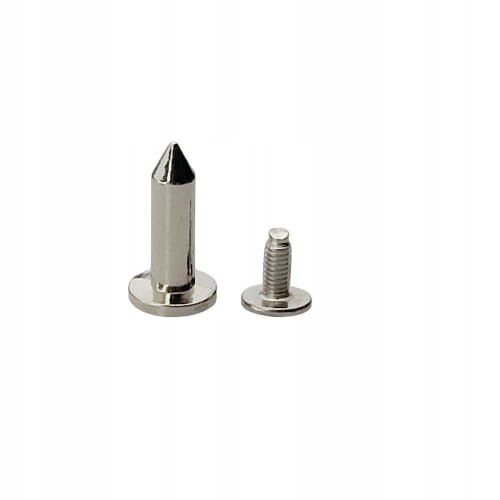 Ćwieki kolec na obroże ozdoba metalowa skręcana 17 / 9 mm srebrny 10 sztuk