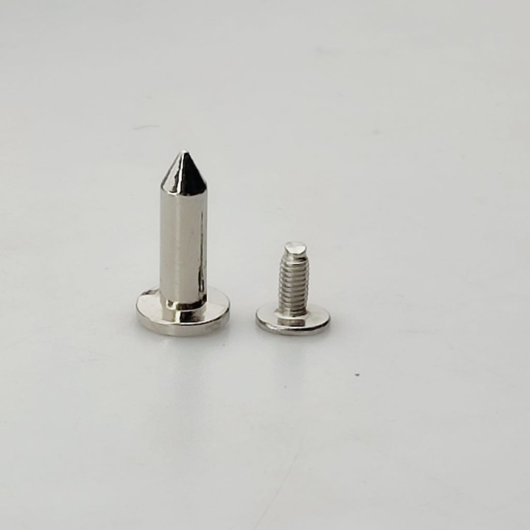 Ćwieki kolec na obroże ozdoba metalowa skręcana 17 / 9 mm srebrny 10 sztuk
