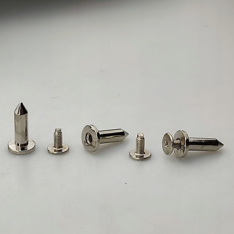 Ćwieki kolec na obroże ozdoba metalowa skręcana 17 / 9 mm srebrny 10 sztuk