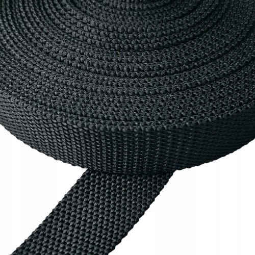 Taśma nośna parciana gruba 30 / 2 mm CZARNA 1 metr