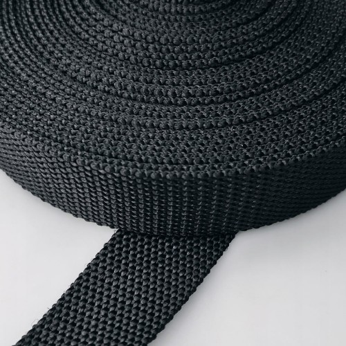 Taśma nośna parciana gruba 30 / 2 mm CZARNA 1 metr