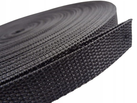 Taśma nośna 1,3 mm parciana polipropylenowa 30 mm czarna 1 metr