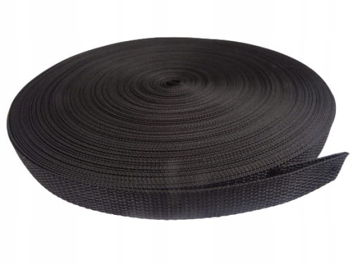 Taśma nośna 1,3 mm parciana 25 mm polipropylenowa czarna 1 metr