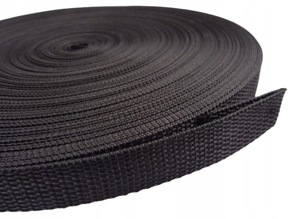 Taśma nośna 1,3 mm parciana 25 mm polipropylenowa czarna 1 metr