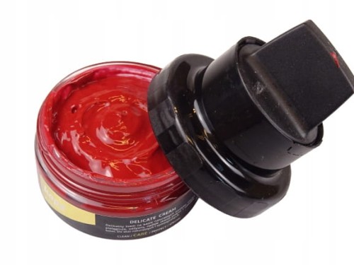 Pasta krem woskowy DELICATE CRAM z gąbką do butów 50 ml ciemna wiśnia