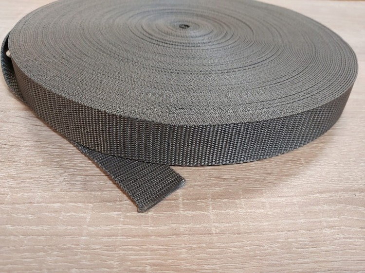Taśma nośna parciana 1,3 mm polipropylenowa 15 mm ciemno szara 10 metrów