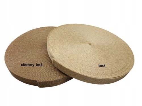 TAŚMA NOŚNA 25 mm ciemny beż PARCIANA 50 METRÓW