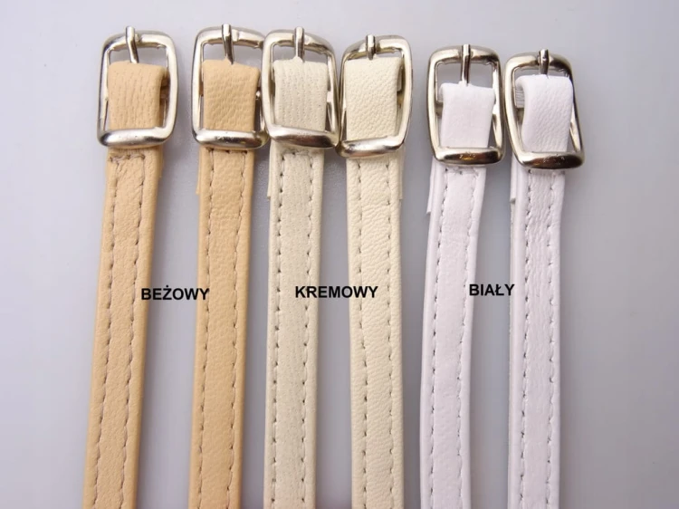 Paski paseczki skórzane do butów z klamerką srebrną 7 mm / 30 cm beżowe