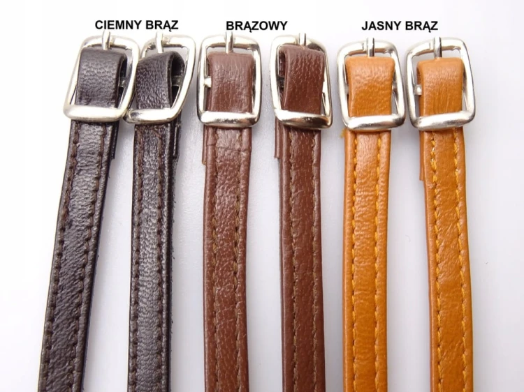 Paski paseczki skórzane do butów z klamerką srebrną 7 mm / 30 cm jasny brąz
