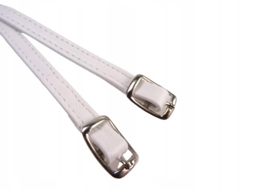 Paski paseczki skórzane do butów z klamerką srebrną 7 mm / 30 cm białe