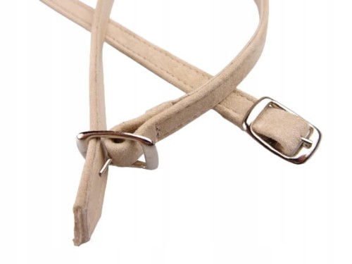 Paski paseczki do butów zamszowe szersze klamra srebrna 10 mm / 30 cm beż