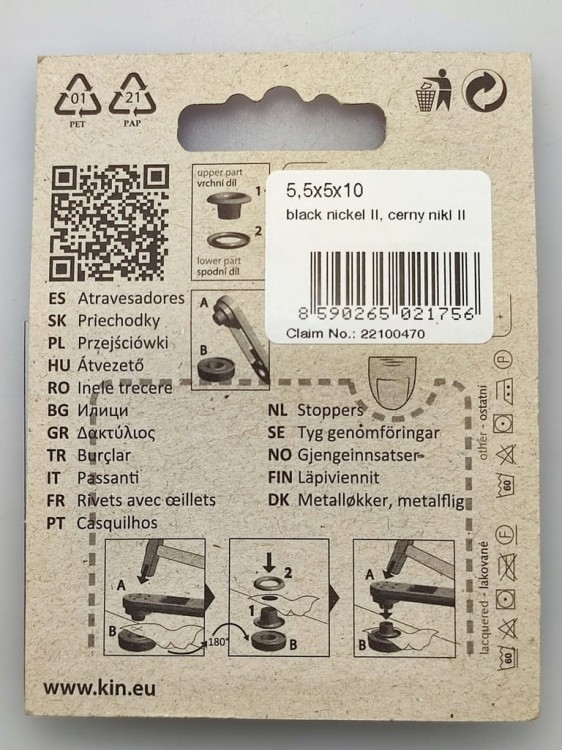 Oczka NIERDZEWNE z mini praską 5,5 mm 20 sztuk oczek czarne