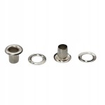 Oczka metalowe WYSOKIE kaletnicze szewskie 5 / 9,5 / 8 mm 100 sztuk nikiel