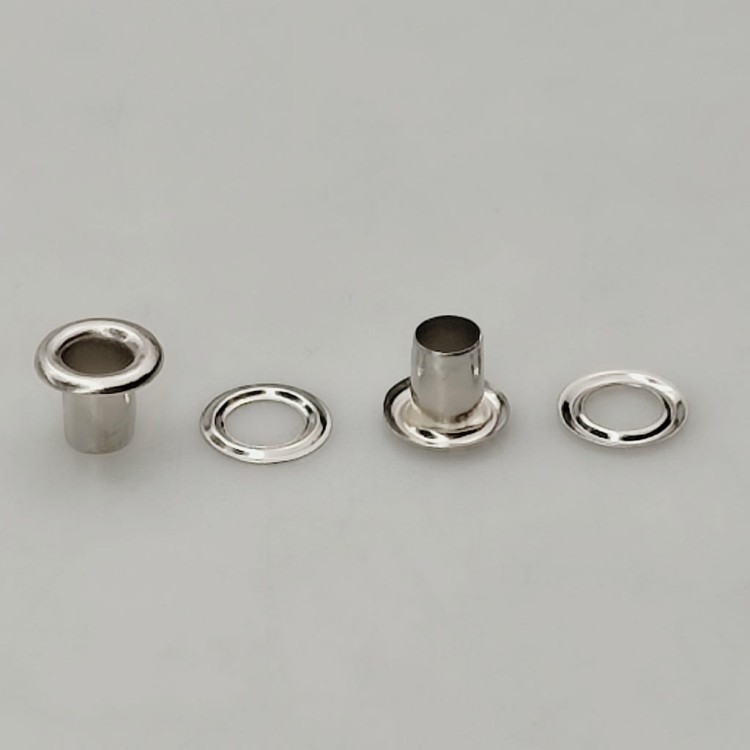 Oczka metalowe WYSOKIE kaletnicze szewskie 5 / 9,5 / 8 mm 100 sztuk nikiel