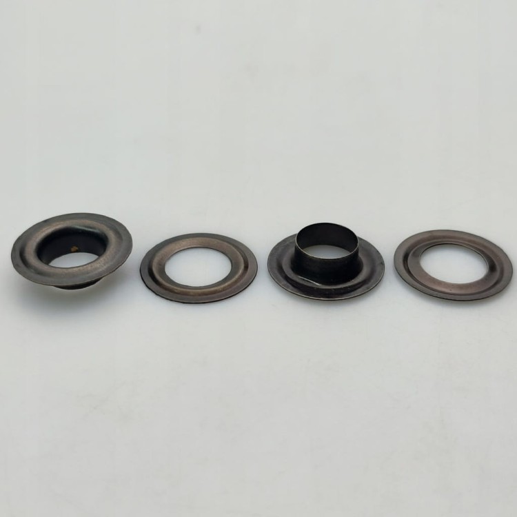 Oczka Polskie metalowe kaletnicze 10 / 19,5 / 5,5 mm czarne 100 sztuk
