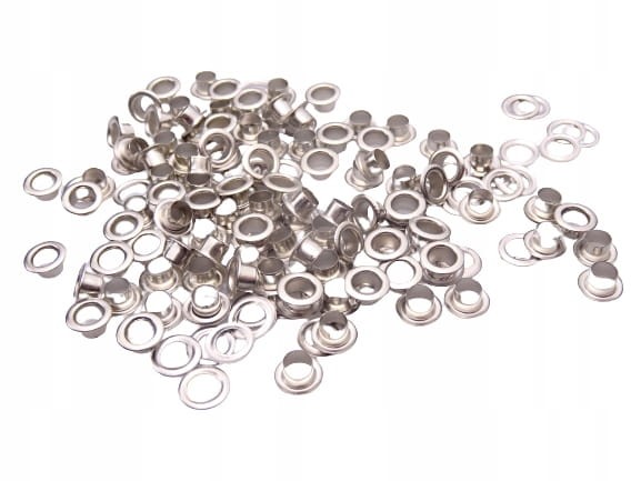 Oczka nierdzewne mosiężne niklowane delikatne 4 / 7 / 3,5 mm 100 sztuk