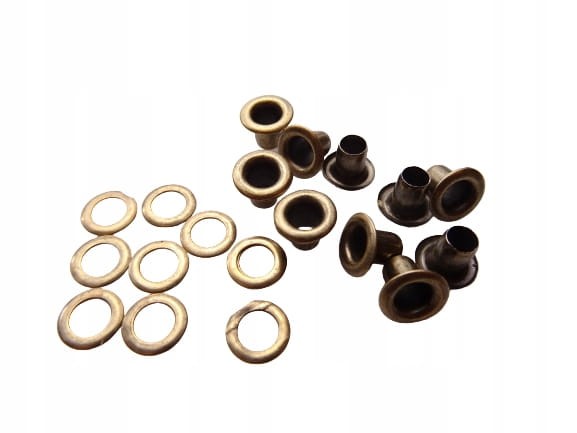 Oczka metalowe kaletnicze szewskie 4 / 8 / 6 mm 100 sztuk stare złoto