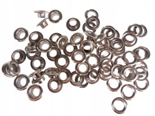 Oczka Polskie metalowe kaletnicze 6 / 12 / 5 mm 100 sztuk NIKIEL