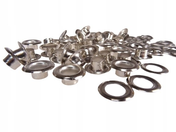 Oczka Polskie metalowe kaletnicze 6 / 12 / 5 mm 100 sztuk NIKIEL
