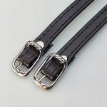 Paseczki eko skóra do butów z klamerką srebrną 8 mm / 30 cm ciemny brąz
