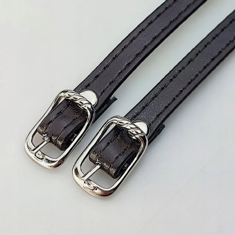 Paseczki eko skóra do butów z klamerką srebrną 8 mm / 30 cm ciemny brąz