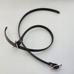 Paseczki eko skóra do butów z klamerką srebrną 8 mm / 30 cm ciemny brąz