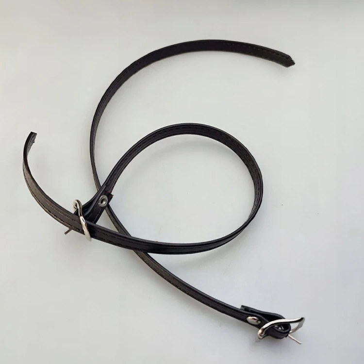 Paseczki eko skóra do butów z klamerką srebrną 8 mm / 30 cm ciemny brąz