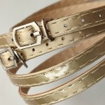 Paseczki eko skóra do butów z klamerką 8 mm złote 60 cm